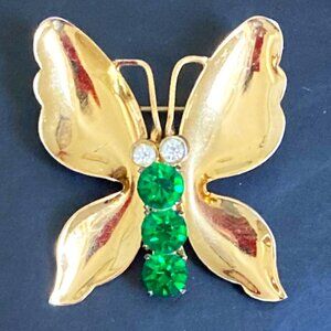 Vintage vermeil sterling butterfly brooch + earrings signed Coro Craft